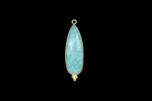 Amazonite 10x30mm Bezel charms,Amazonite Pendant,Station Bezel Link Supplies,Amazonite Jewelry making,Connector Pendant,Gemstone Teardrops