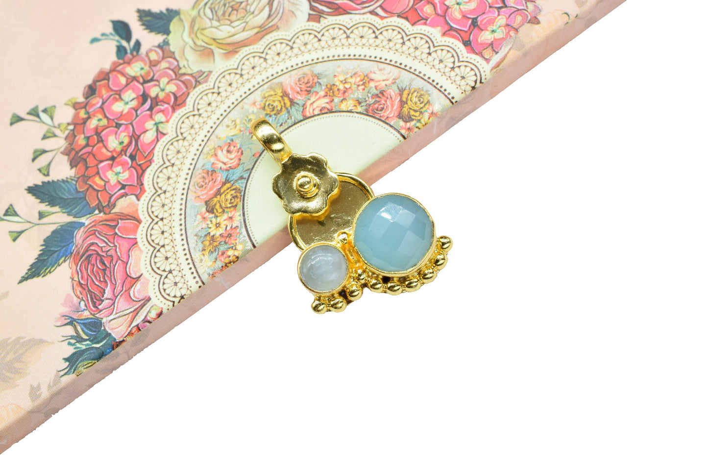 Aqua Chalcedony Pendant,Statement Pendants,Loop Pendant,Aqua Quartz Pendant,Boho Pendant jewelry,Gemstone Pendants Charms,Handmade Pendant