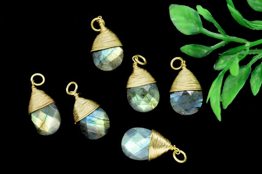 Labradorite Teardrop Faceted Connector,Gemstone Wire Wrapped Pendant,Loop jewelry,Pendant Jewelry,Wire Wrapped Necklace,Labradorite Jewelry