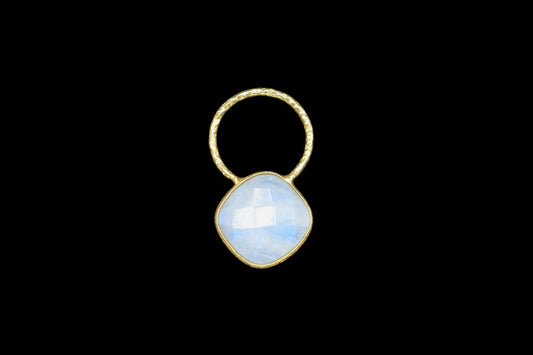 Moonstone Pendant/Gemstone Component/Pendant Charm/Necklace Pendant/Cushion Shape Charm/Wholesale Supply/Gold Plated Jewellery/Gift