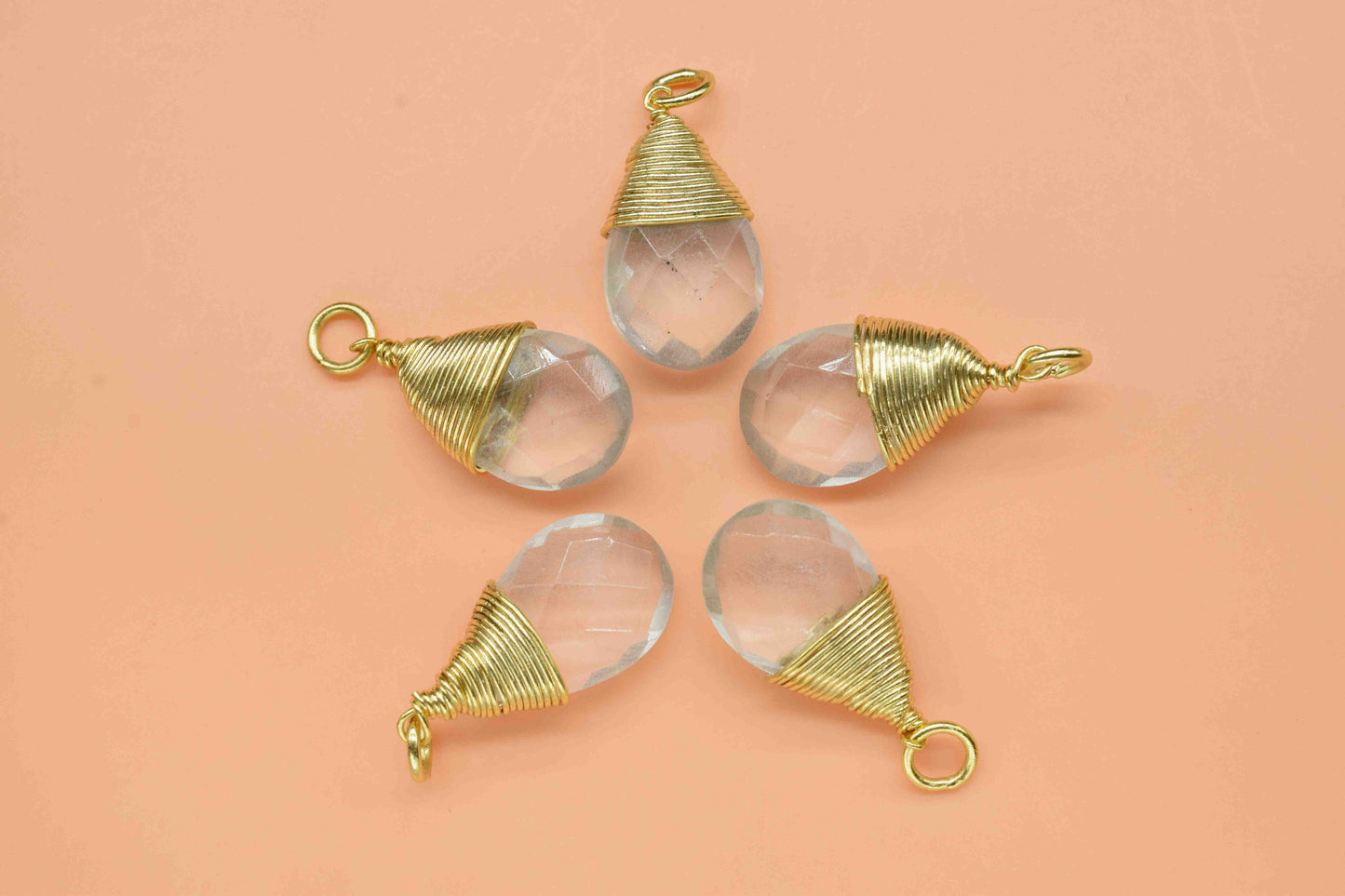 Crystal Quartz Teardrop Faceted Connector,Gemstone Wire Wrapped Pendant,10X18 Connector,Pendant Jewelry,Wire Wrapped Necklace,CrystalJewelry