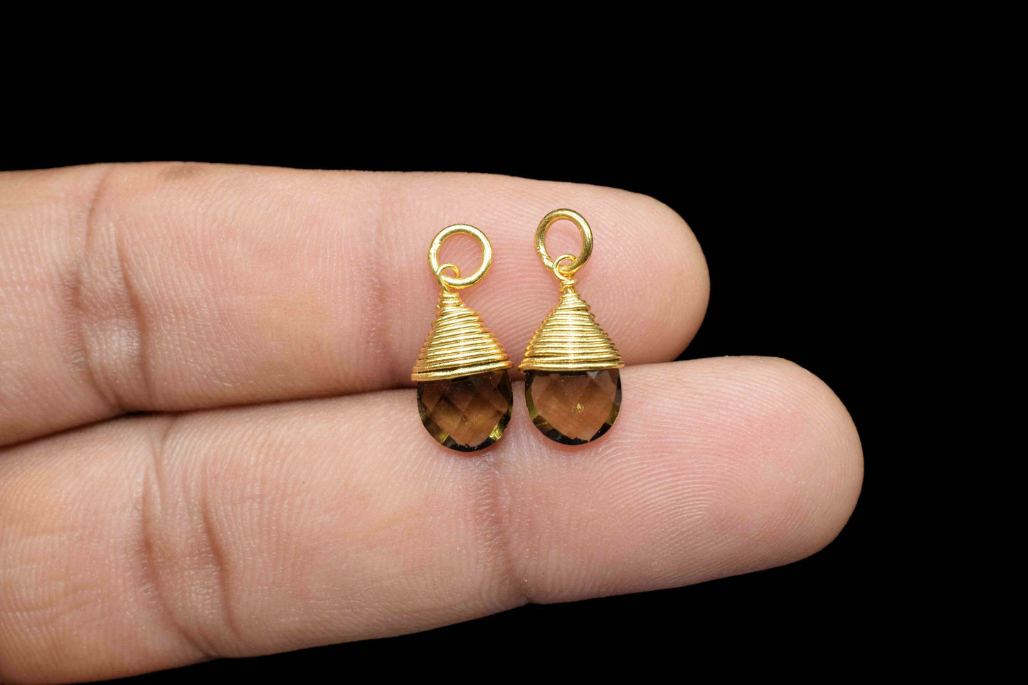 Smoky Quartz Faceted Connector,Loop Connector,Pear Pendant Jewelry,Gemstone Wire Wrapped Pendant,Wire Wrapped Necklace,Smoky Quartz Jewelry,