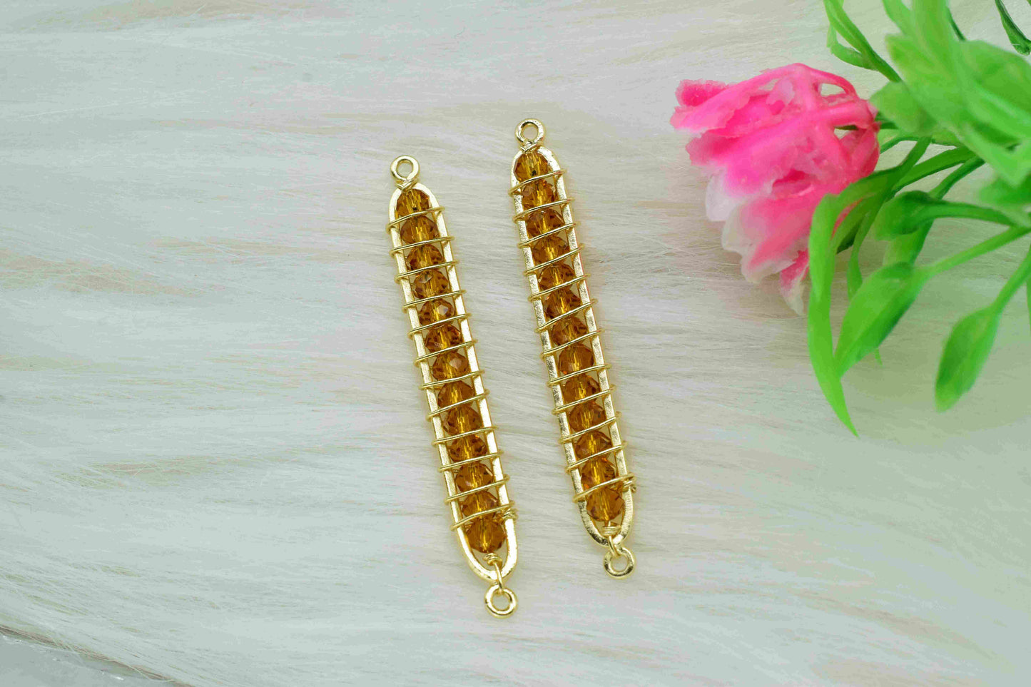 Citrine Quartz beaded Bar Finding Connector,Gemstone Bar Pendant Necklace,Bar Bracelet,Beaded Bar Finding Component,Citrine Quartz jewelry