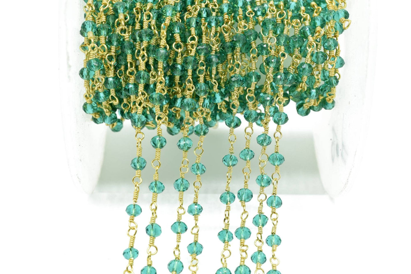 Apatite 4mm Beaded Chain,Apatite Rosary,Apatite Wire Wrap Chain,Apatite Brass chain,Apatite Jewelry Making craft &Chain,Apatite Rosary chain