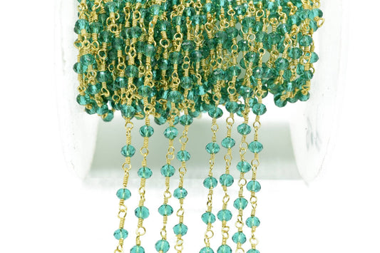 Apatite 4mm Beaded Chain,Apatite Rosary,Apatite Wire Wrap Chain,Apatite Brass chain,Apatite Jewelry Making craft &Chain,Apatite Rosary chain