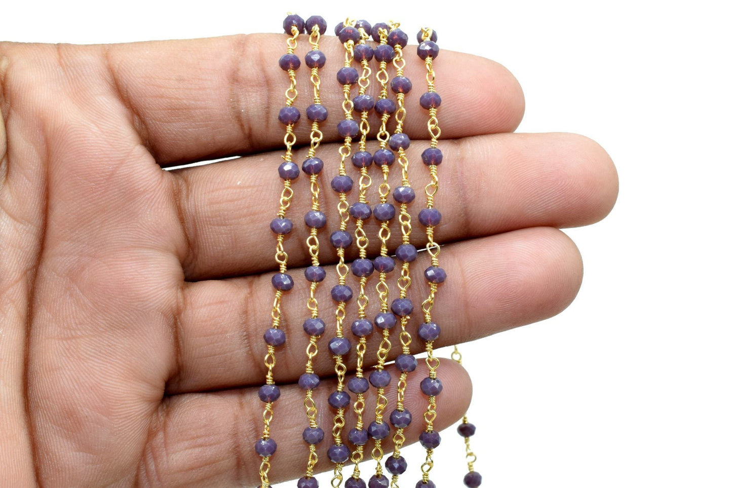 Lavender Gold Plated Rosary Chain,3mm Lavender Faceted Beaded Rosary,Gold Plated Rosary,Rosary Chain By Foot,Bulk Rosary Roll,Wire Wrapped