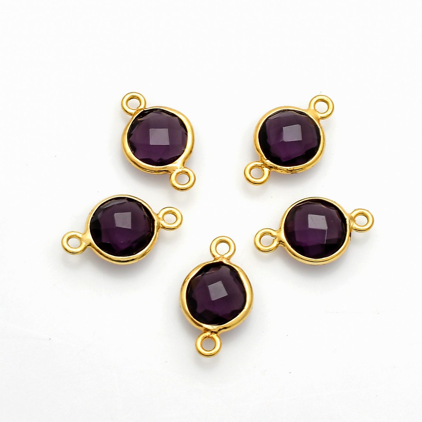 Amethyst charms,Amethyst double connector charms,jewelry making charms,Gemstone connector,Brass charms,Gold plated charms,Jewelry supplies