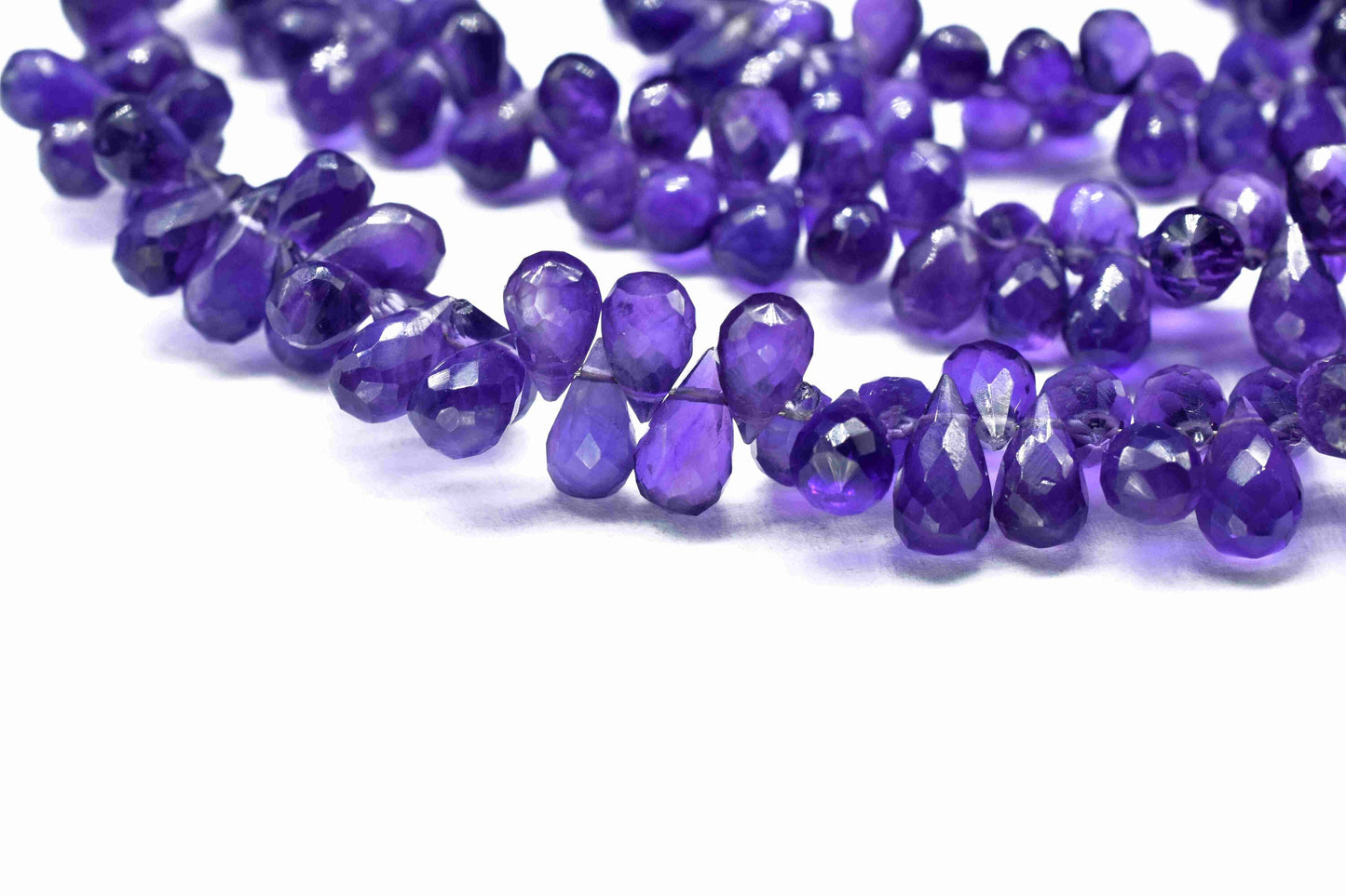 Amethyst Briolettes Faceted Drops Shape, Gemstone Drop Briolettes, 4.5x7mm To 5x8.5mm Purple Amethyst Gemstone Briolettes, Gemstone Jewelry