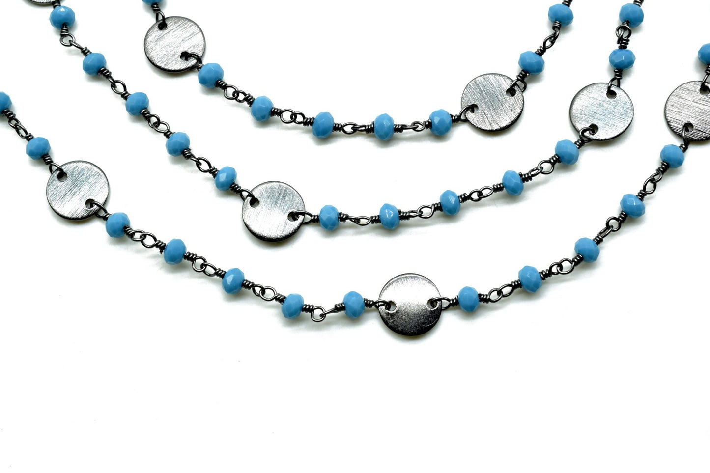 Turquoise 3mm Beaded Chain,Beaded Gold Plated Rosary Chain,Turquoise Rondelle Faceted Rosary Chain,jewelry Making,Finding,circle charm chain