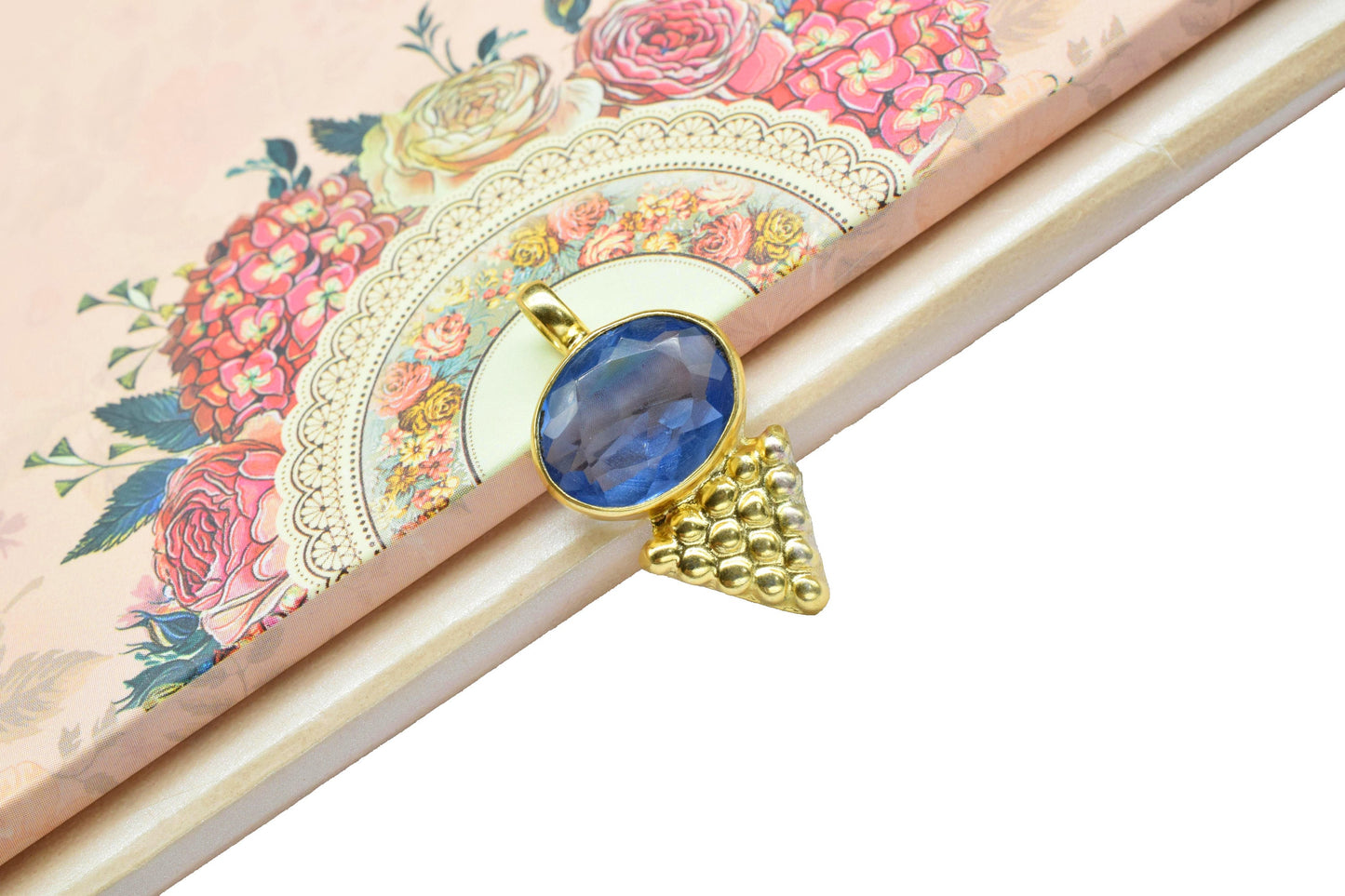 Tanzanite Quartz Pendant Charm,Brass Pendant,Vermeil Pendant Jewelry,Blue Gemstone Handmade Pendant,Statement Pendant,Loop Pendant,Gift