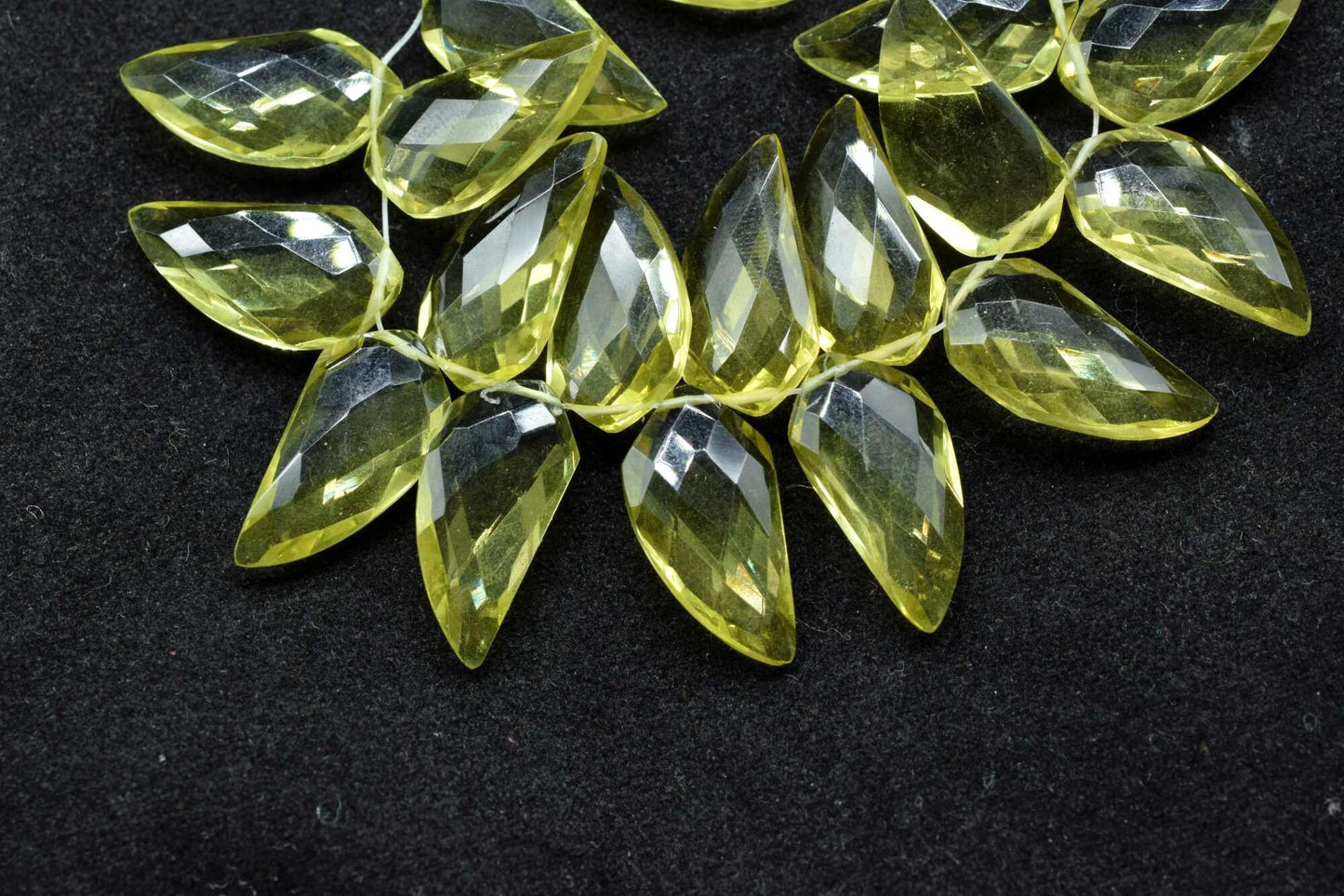 Lemon Quartz 10x20mm Horn shape faceted beads,Lemon Quartz Fancy Cut Shape Beads,Handmade Gemstone Beads,Lemon Faceted bead,Shark Tooth bead
