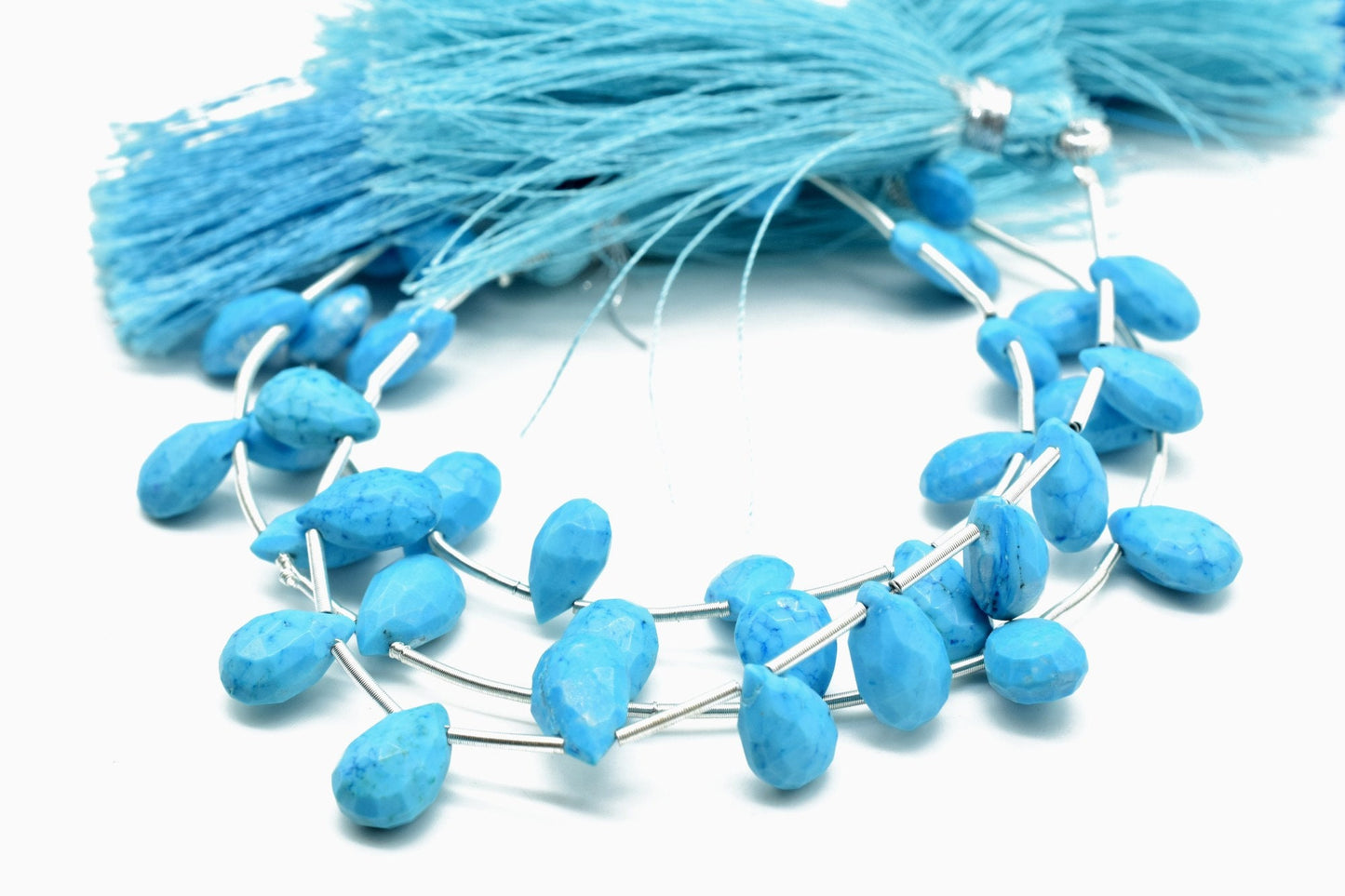 Natural Turquoise Drop Shape Briolettes,Turquoise teardrops,Genuine Turquoise-Faceted Pear Shape Briolette,Turquoise 7x10mm TearDrop shape