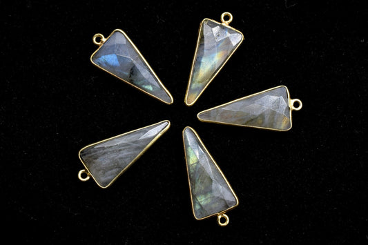 Labradorite 12x25mm Trillion Shape bezel,Gold Plated bezel,Labradorite Bezel Charm,Gold Vermeil Bezel,jewelry making charmGold-Filled bezel
