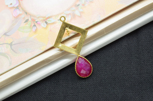 Natural Ruby  Teardrop Pendant/Single Bail Charms/Ruby Faceted Gemstone Pendant/Gemstone Components/Handmade Jewellery Making/For Wholesale