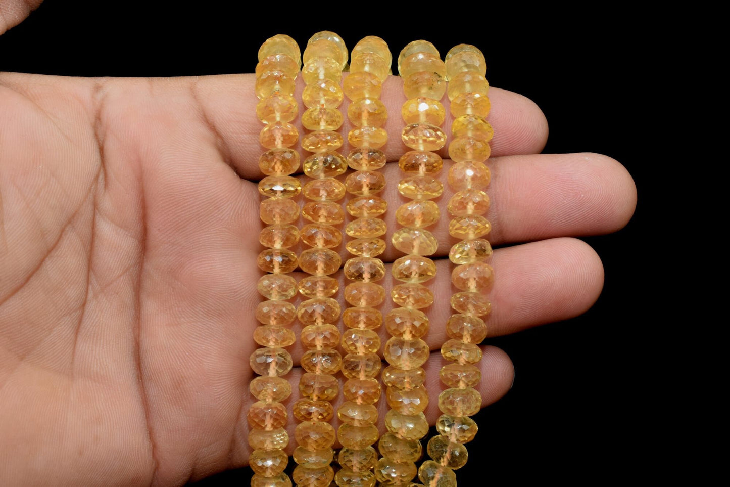 6 Inches Faceted Lemon Topaz Beads, Natural Lemon Topaz Gemstone Beads, 7.5mm to 8mm Size Rondelle Beads For Making Jewelry, Gemstone Beads