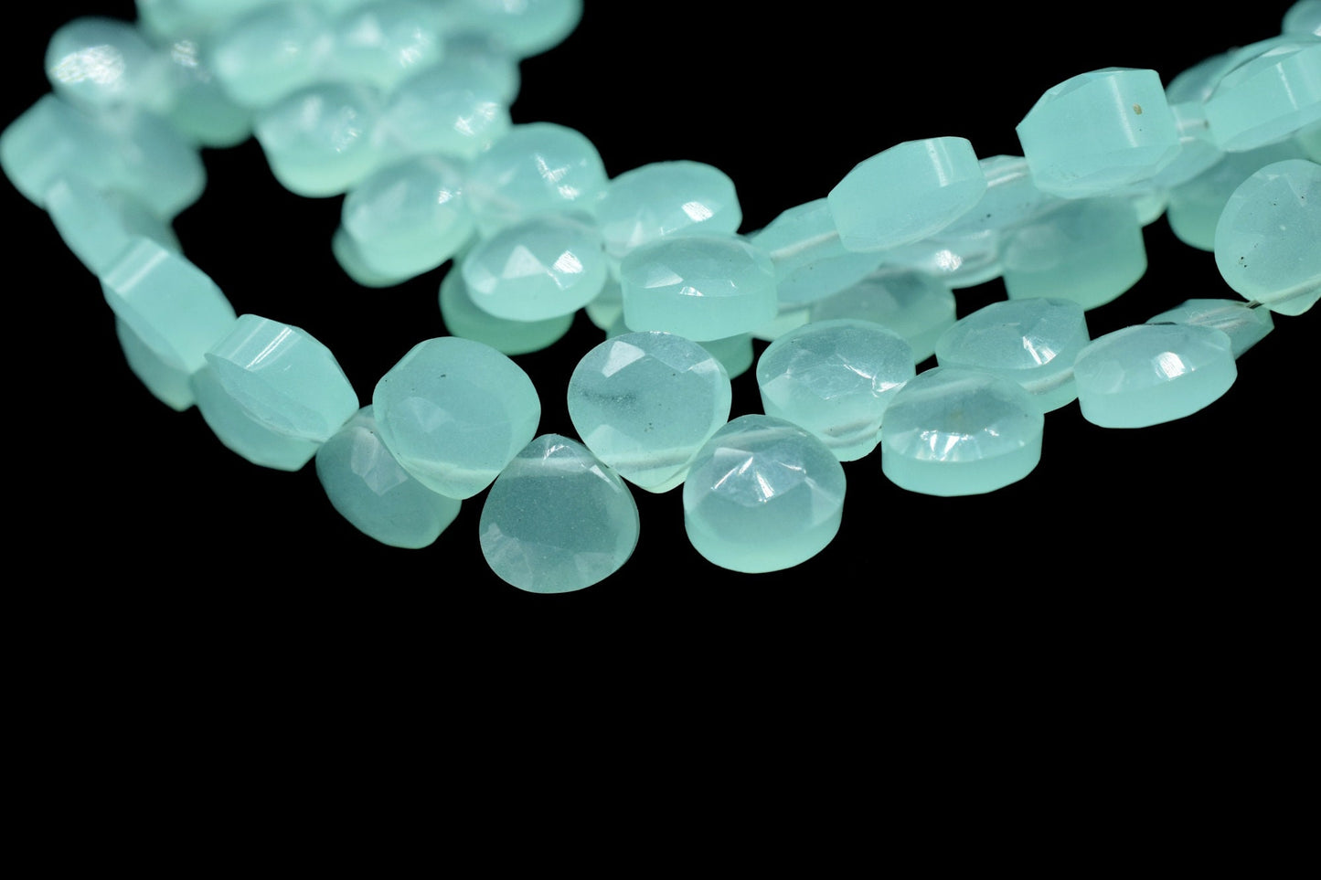 Aqua Chalcedony 6mm Heart Shape Briolettes,Chalcedony Briolette,AAA Quality Briolette,7''pear shape strand,Chalcedony stones Briolettes