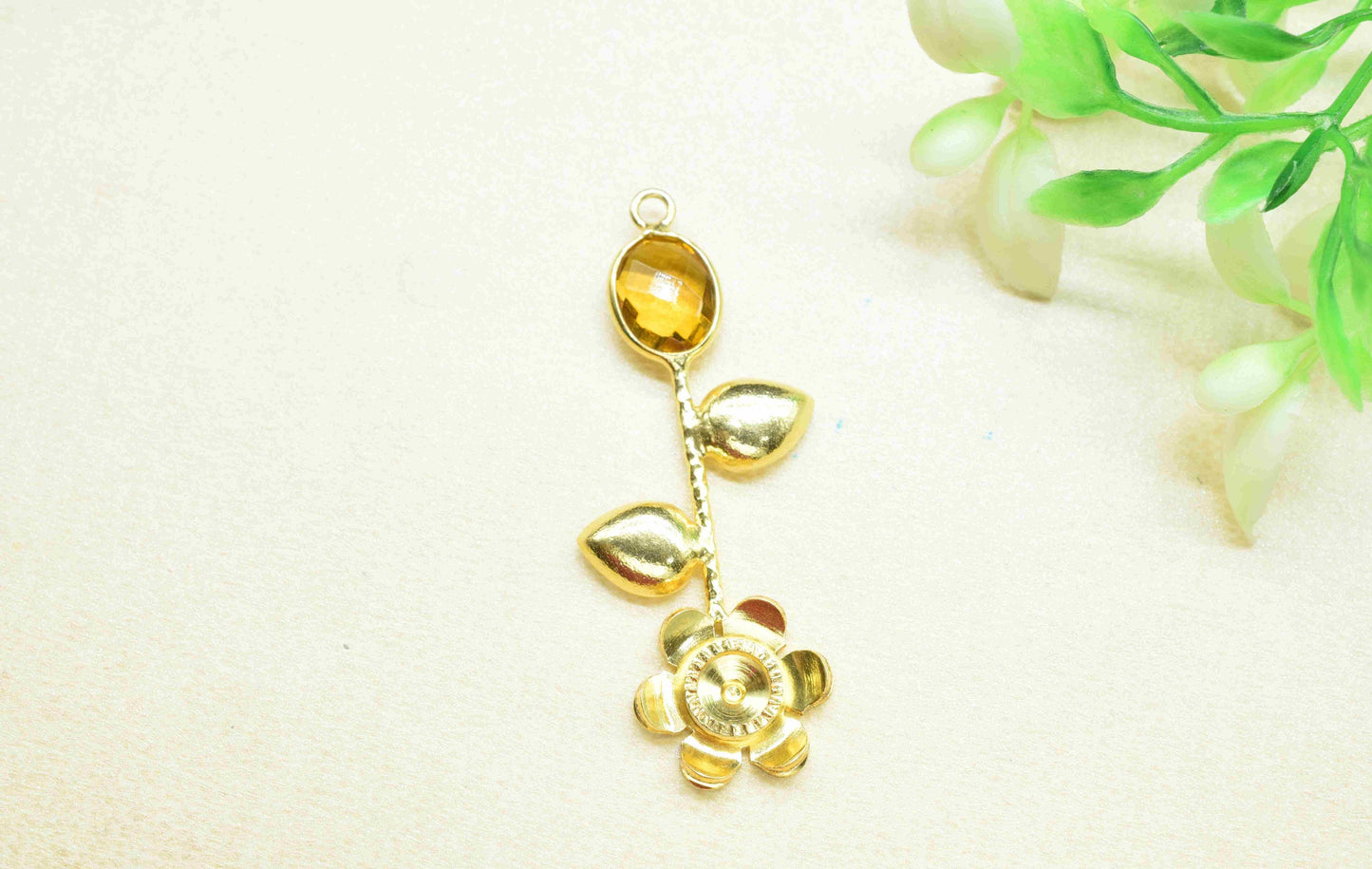 Citrine Gemstone Pendant , Citrine Handmade Pendant , Single Bail Gemstone  Connector, Gold Plated Gemstone Connectors , Summer Collection