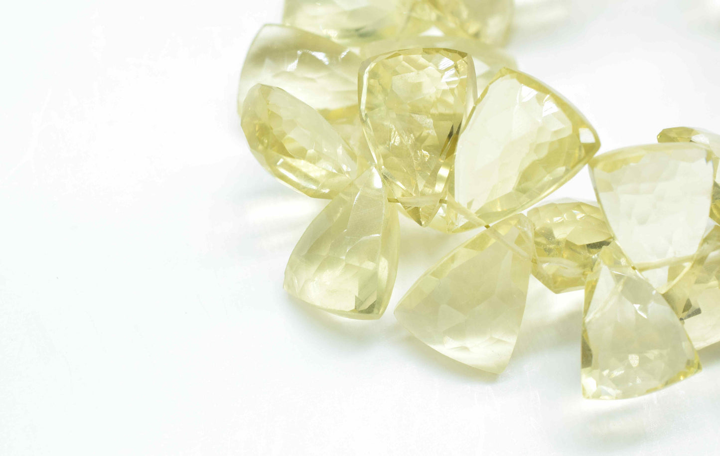 Natural Lemon Quartz Faceted Briolettes,Handmade Station Link,Strand Bead jewelry,Gemstone Triangle Beads Necklace,Lemon Quartz Jewelry Gift
