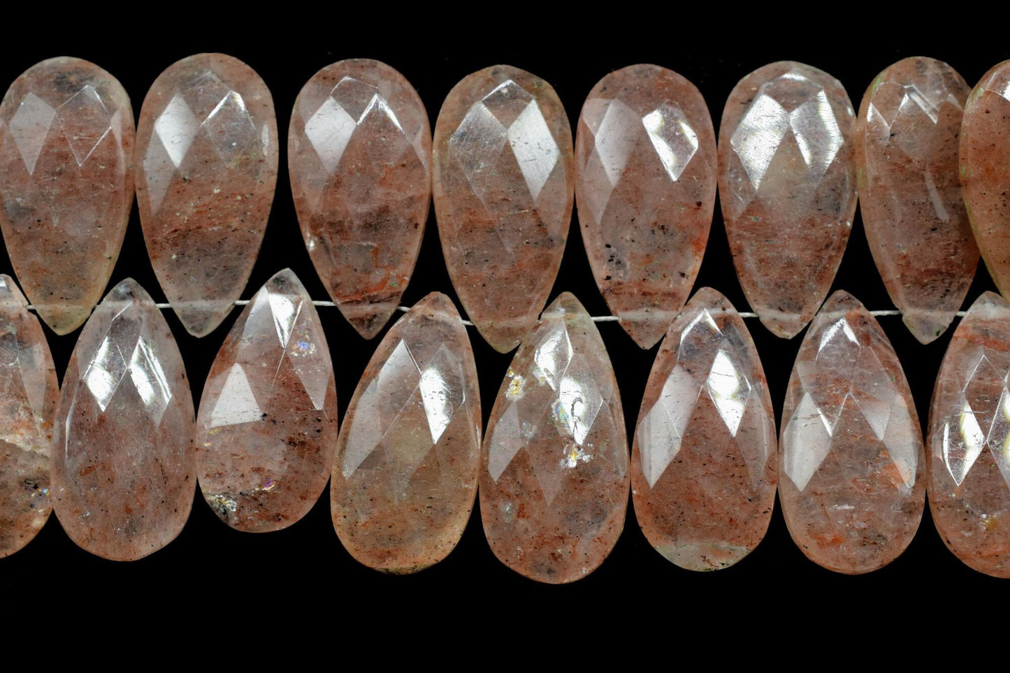 Natural sunstone 10x18mm Faceted Pear Shape Briolettes,Pear Shape Beads,sunstone Quartz Beads,Jewelry Making Supplie,Gemstone Pear Beads