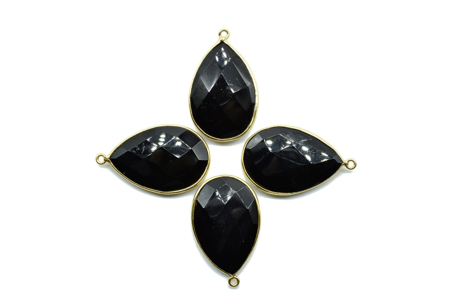 Black onyx 20x30mm Pear Shape Single bail connectors,Black onyx Pendant,Black onyx Pear Gold Plated bezel,jewelry making charm,black onyx