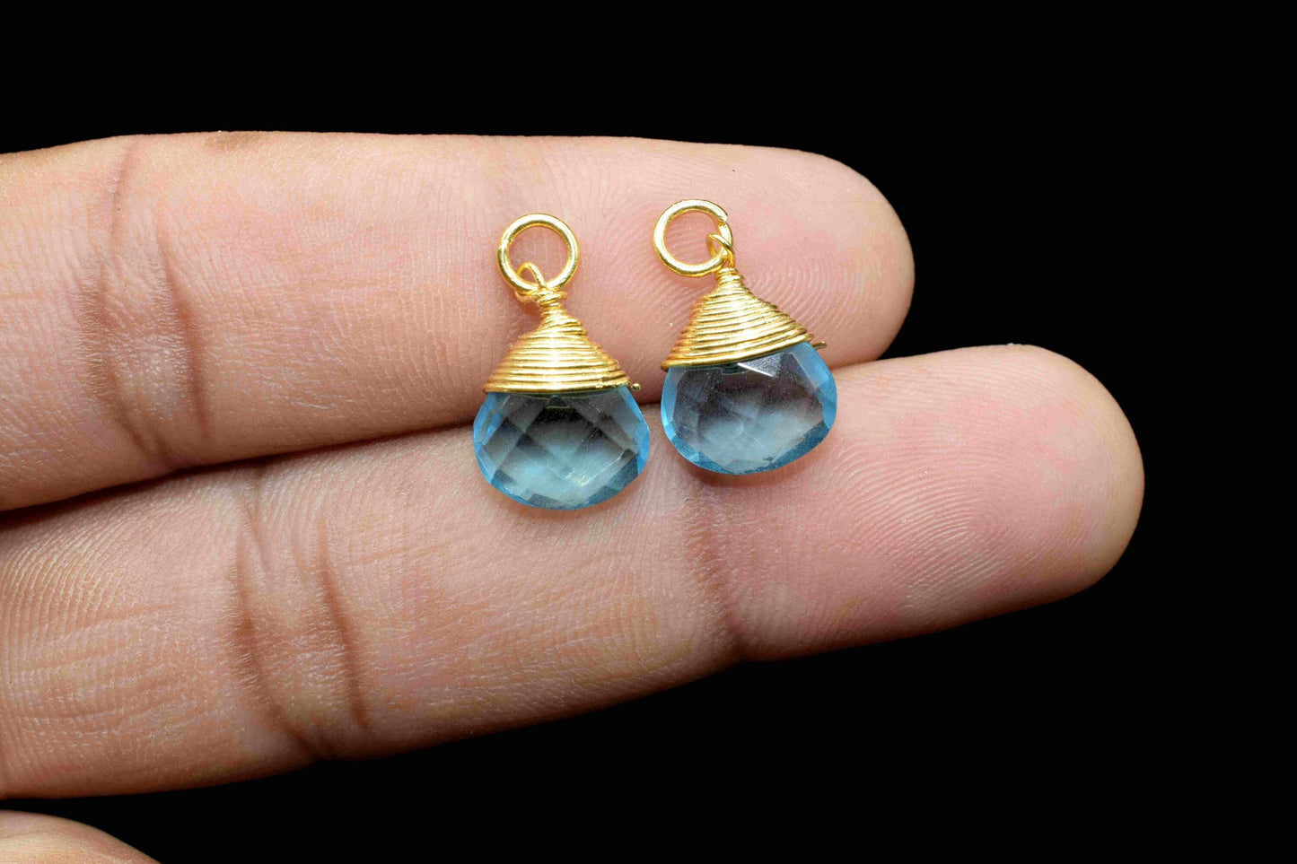 Sky Topaz Faceted Connector, Wire Wrapped Gemstone Pendant, 10mm Heart Shape Gemstone Bezel, Topaz Faceted Charms, Sky Topaz Pendant Jewelry