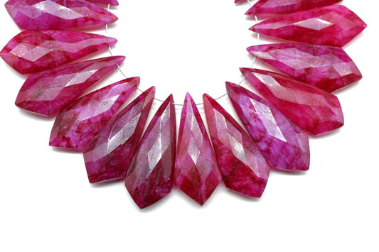 Ruby Faceted Pear Shape Briolettes,Ruby Long Pear Beads,12x27mm Fancy Briolettes,Gemstone Briolettes,Fancy Shape Briolettes,Ruby Tie shape