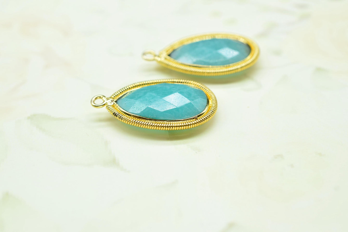 Amazonite 12X20mmmm Bezel Charms,Gemstone Bezels,Boho Pendant Charms,Single Bail Pendant,Handmade Brass Pendant,Bezel Connectors,B'day Gift