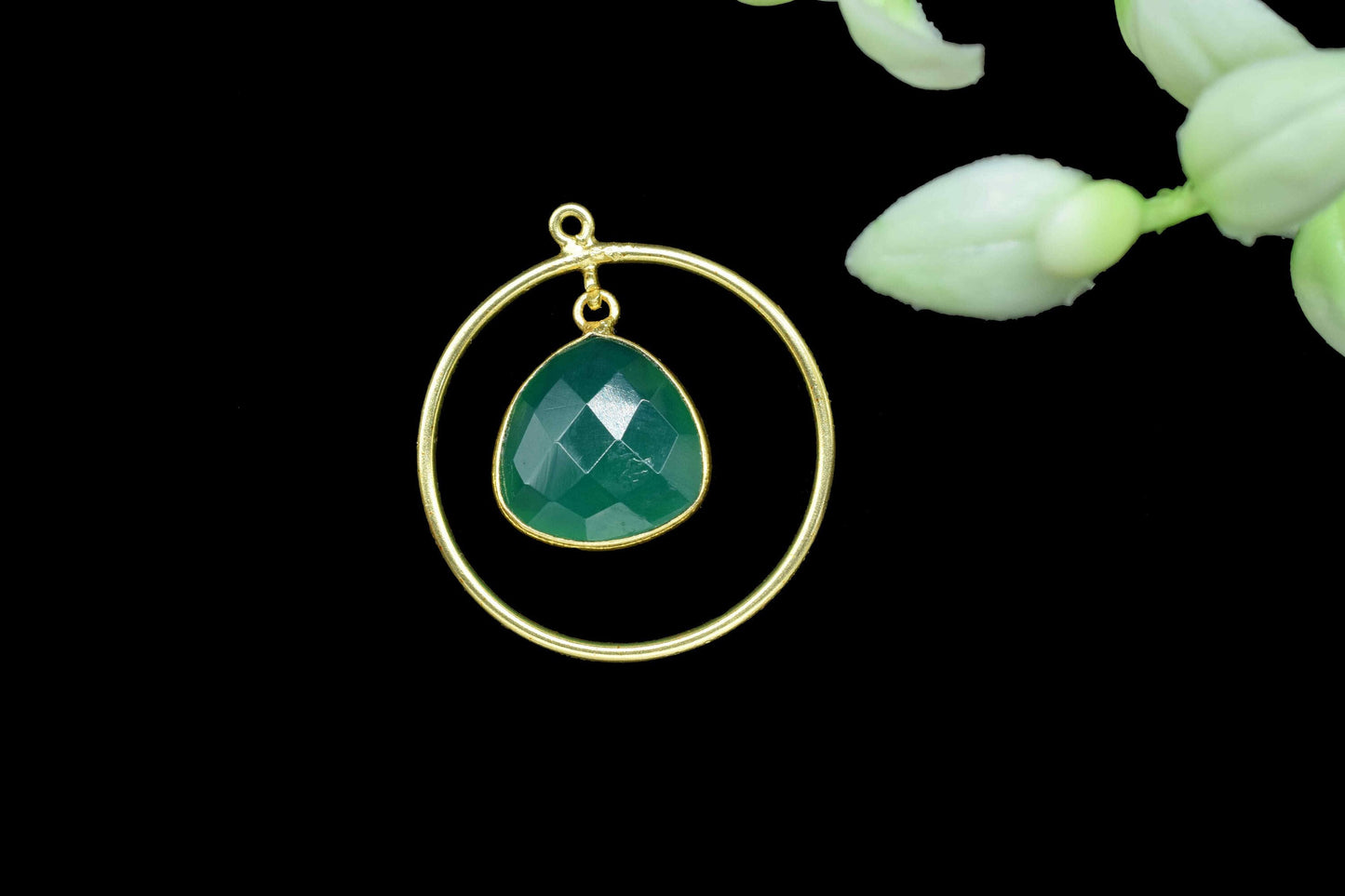 Gemstone Trillion Bezel Pendant,Finding Round,Women Earring,Bridal Earring,Station Link Supply,Gemstone Circle Components,Pendant Jewelry