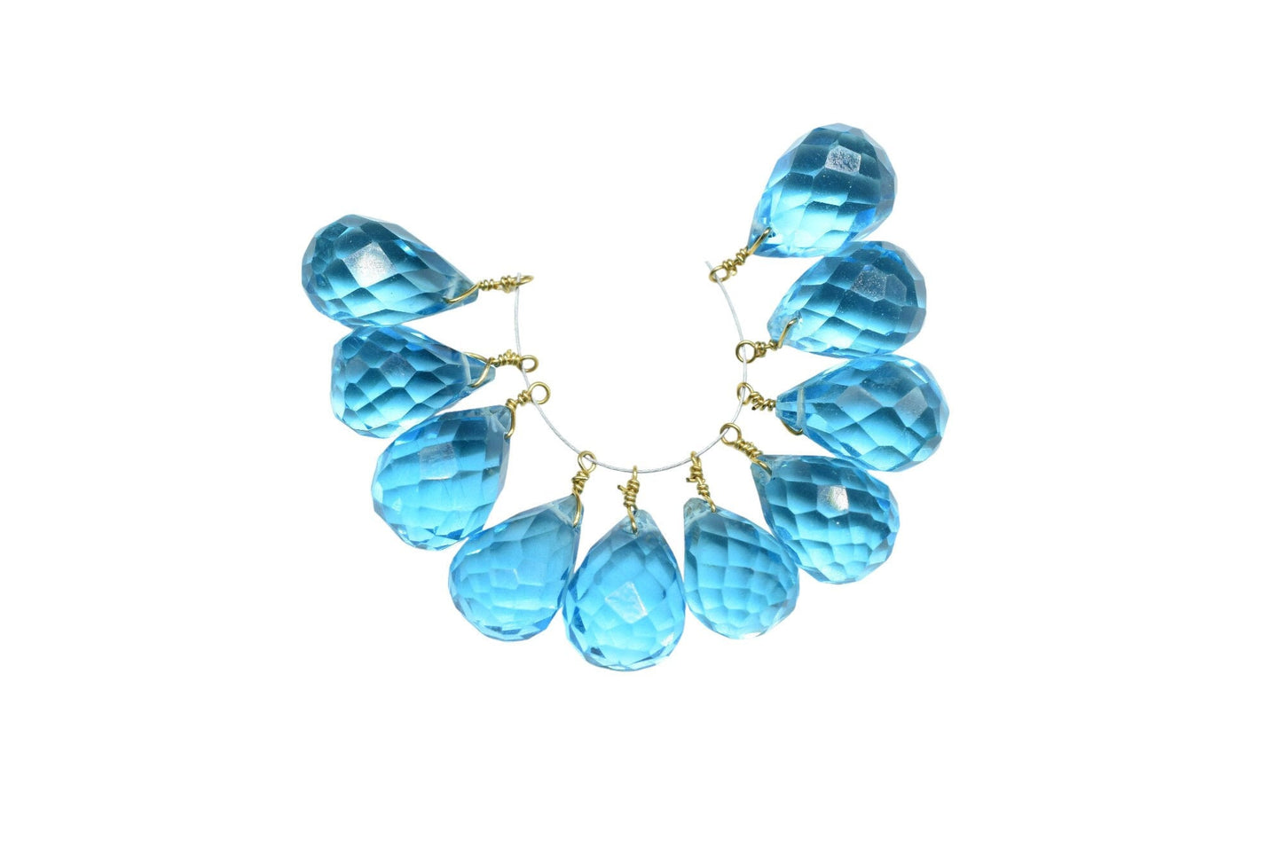 Sky Topaz 10x14mm Faceted Drops,Sky Topaz Wire Wrapped Gemstone Connector,Sky Topaz dainty Pendants ,Topaz Connector Charms,Wife Gifts,