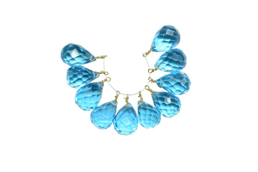 Sky Topaz 10x14mm Faceted Drops,Sky Topaz Wire Wrapped Gemstone Connector,Sky Topaz dainty Pendants ,Topaz Connector Charms,Wife Gifts,