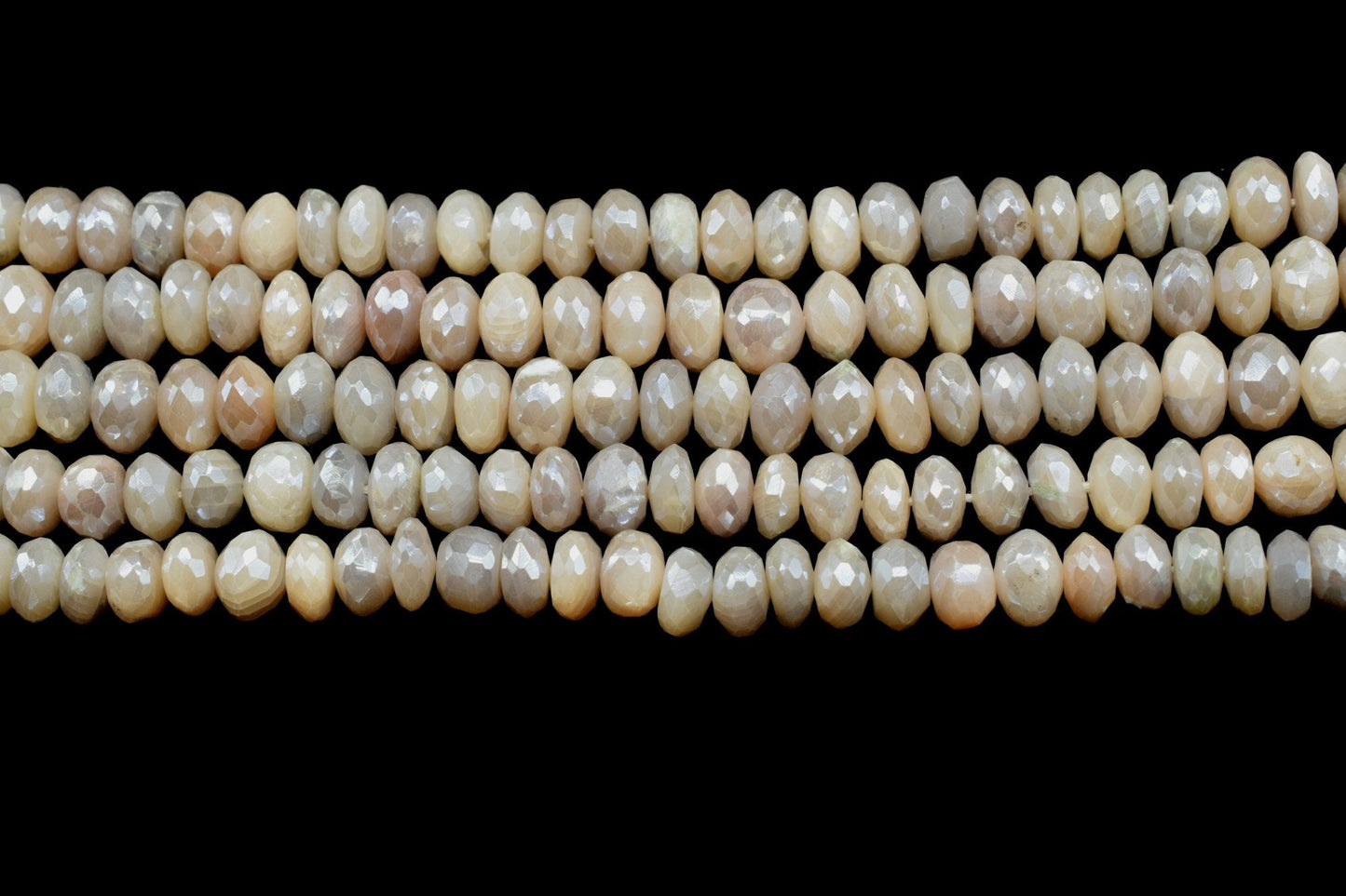 1 Strand Peach Moonstone Silver Coated Rondelle,Faceted Bead,6"Strand 7.5mmTo 8mm Gemstone Bead,Silver Coated Faceted Rondelles Jewelry Bead