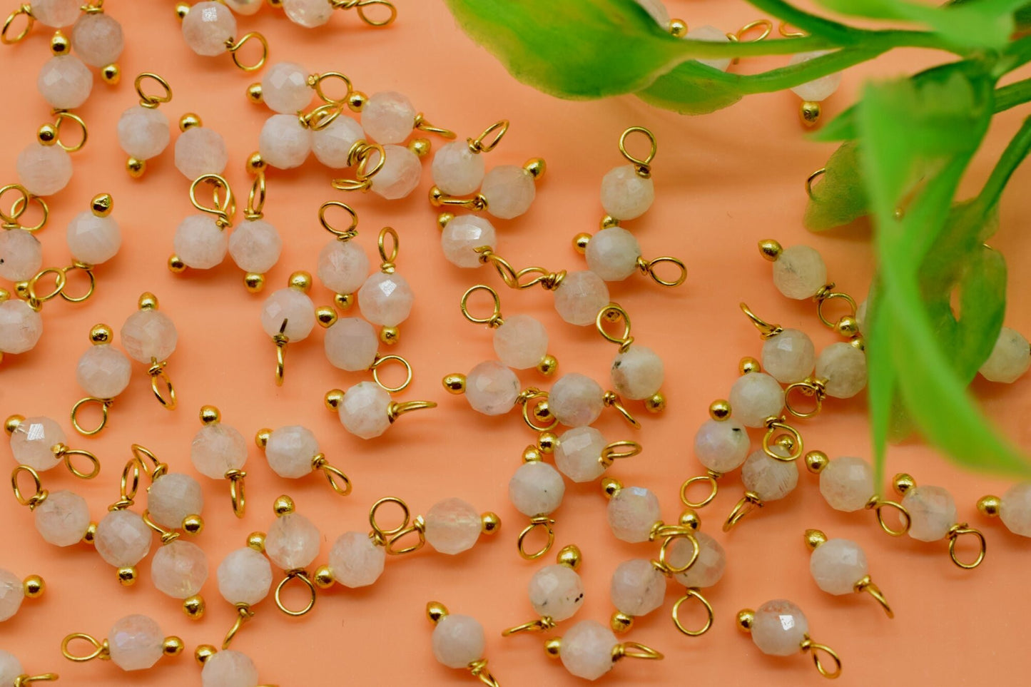 Moonstone Single wire wrapped Beads,Earring Connectors,Moonstone Faceted Beads,Moonstone Hangings Beads,Jewelry Making Supply,Gemstone Charm