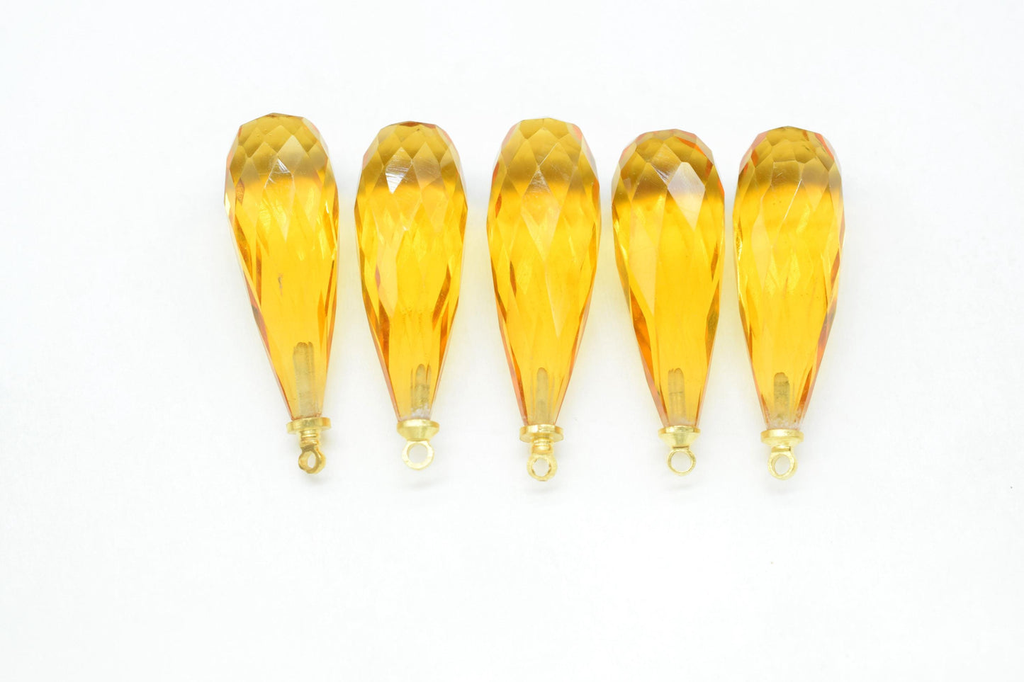 Citrine Quartz Teardrop Pendant,Yellow Gemstone Pendant Charm,Jewelry Making Supplies,Long Teardrop Pendant,Gemstone Connectors,Wedding Gift