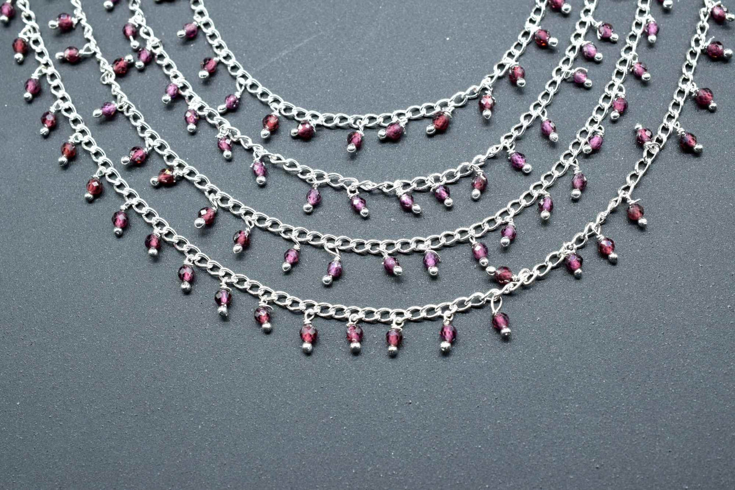 arnet Cluster Rosary,2mm Faceted Beads Rosary Roll,Wire Wrapped Bead Rosary Chain,Dangling Rosary Chain,Jewelry Making Supply,Garnet Rosary