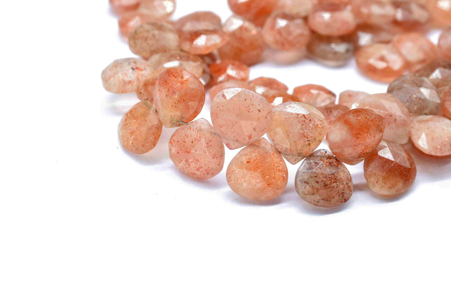 1 Strand Natural Sunstone Gemstone,Sunstone side cut heart briolette,Gemstone Bead, Faceted Gemstone beads Jewelry,Sunstone Heart Shape,Gift