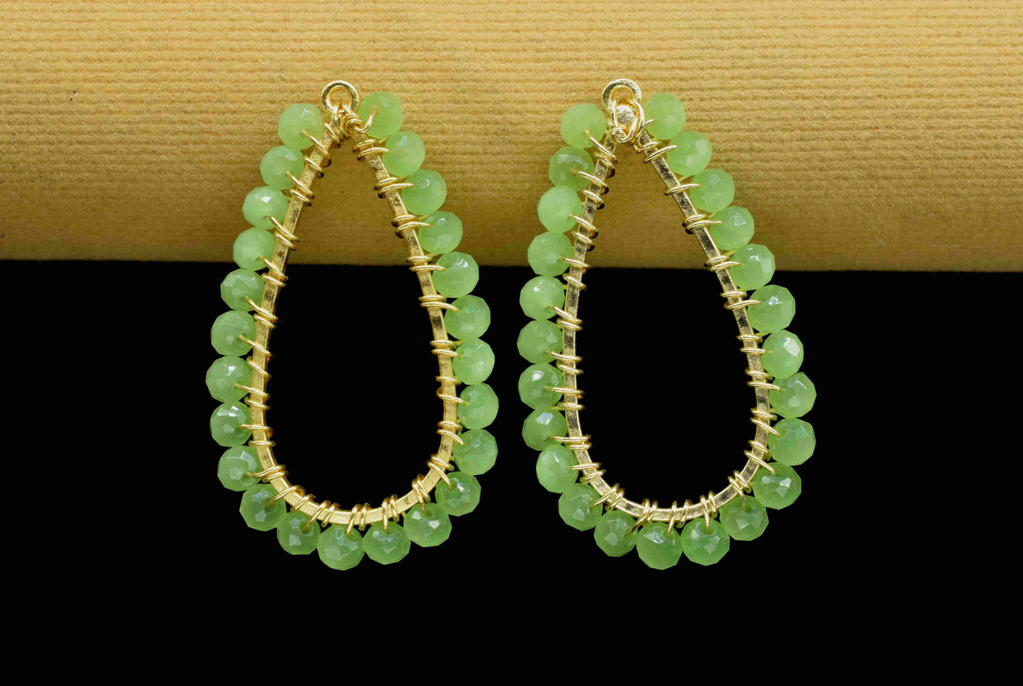 Prehnite Wire Wrapped Earring,Gemstone Component,Handmade Connector,Dangle Earring Component,Findings Earring Component,Prehnite Jewelry