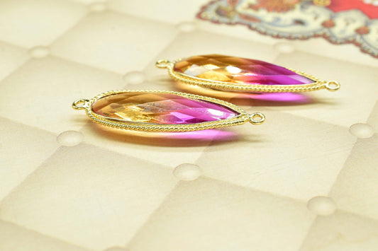 Ametrine Gemstone Faceted 10x30mm Pear Shape Bezels,Ametrine Gold Plating Pendant,Ametrine charms Pendant,Gemstone Double bail Bezel Jewelry