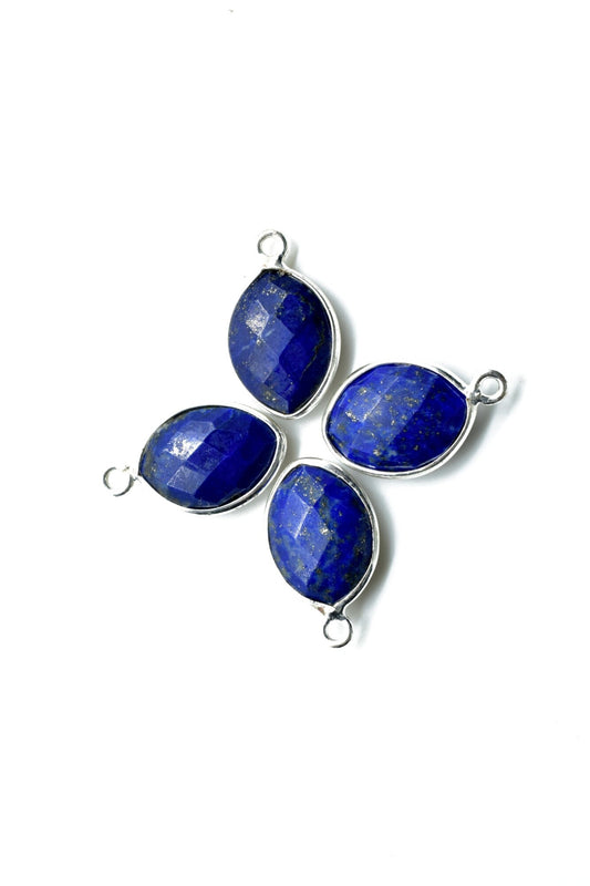 Lapis Lazuli 10x13mm eye shape single bail connectors,Lapis Lazuli pendant,Lapis Lazuli Gold Plated bezel,Hot Lapis Single loop Connector