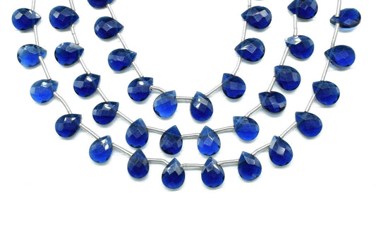 Blue Sapphire Faceted briolette Strand,Blue Sapphire Beads Strand,Handmade Jewelry Making Supplies,Gemstone drilled Teardrop Briolettes,Gift