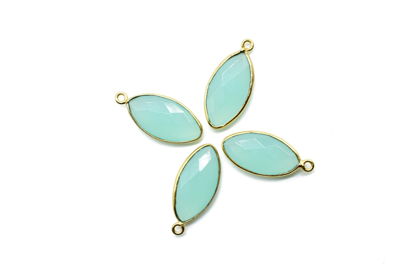 Aqua chalcedony 10x20mm Marquise shape charm,Brass Gold Plated bezel,Aqua chalcedony Pendants,Aqua chalcedony handmade charm,Aqua chalcedony