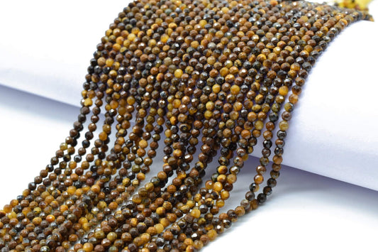 AAA Tiger Eye Faceted beads,Gemstone Rondelle Beads,Jewelry Making beads,Yellow Tiger beads,2-2.5mm beads,micro Faceted beads,13 inch strand