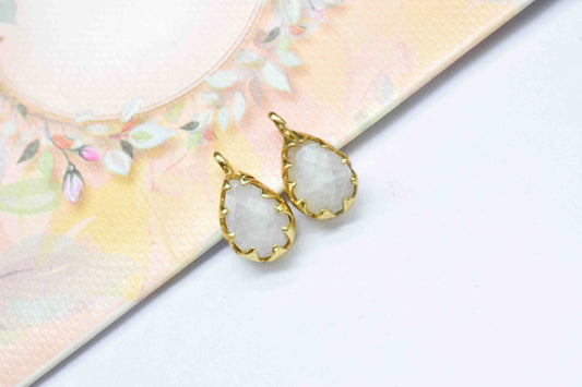 Moonstone Charms jewelry,Gemstone Faceted Pendant Jewelry Making Supplies,Moonstone 6x8mm Oval Shape Single bail Connector,Pendant Gift