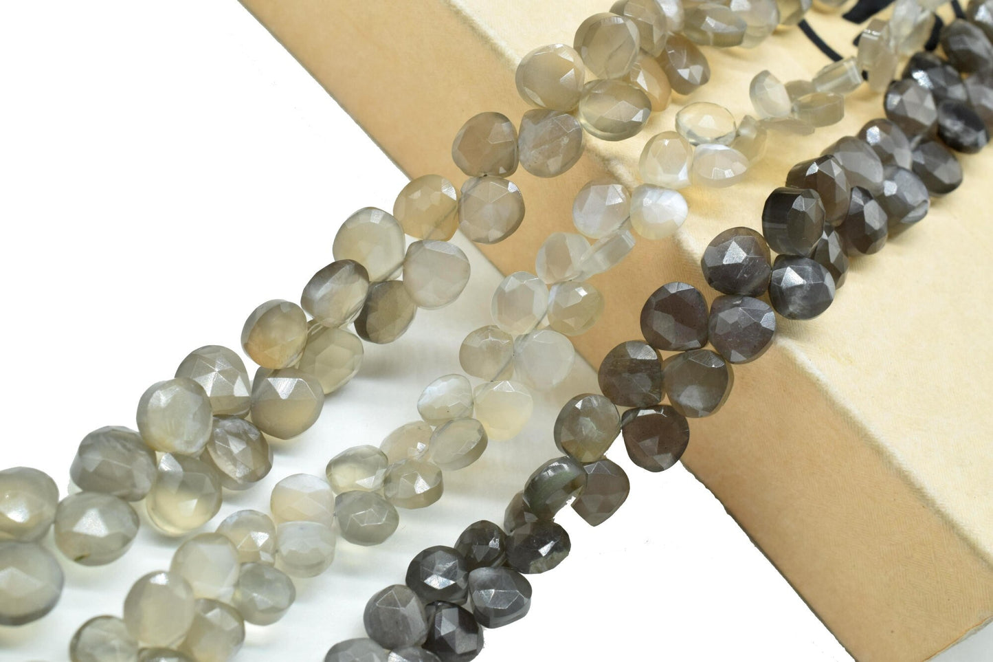 Dark Grey Moonstone Faceted Briolettes,Gemstone Beads Jewelry,Grey Moonstone drops,Dark Moonstone 6mm To 7mm Heart Shape Beads Strand,Gift