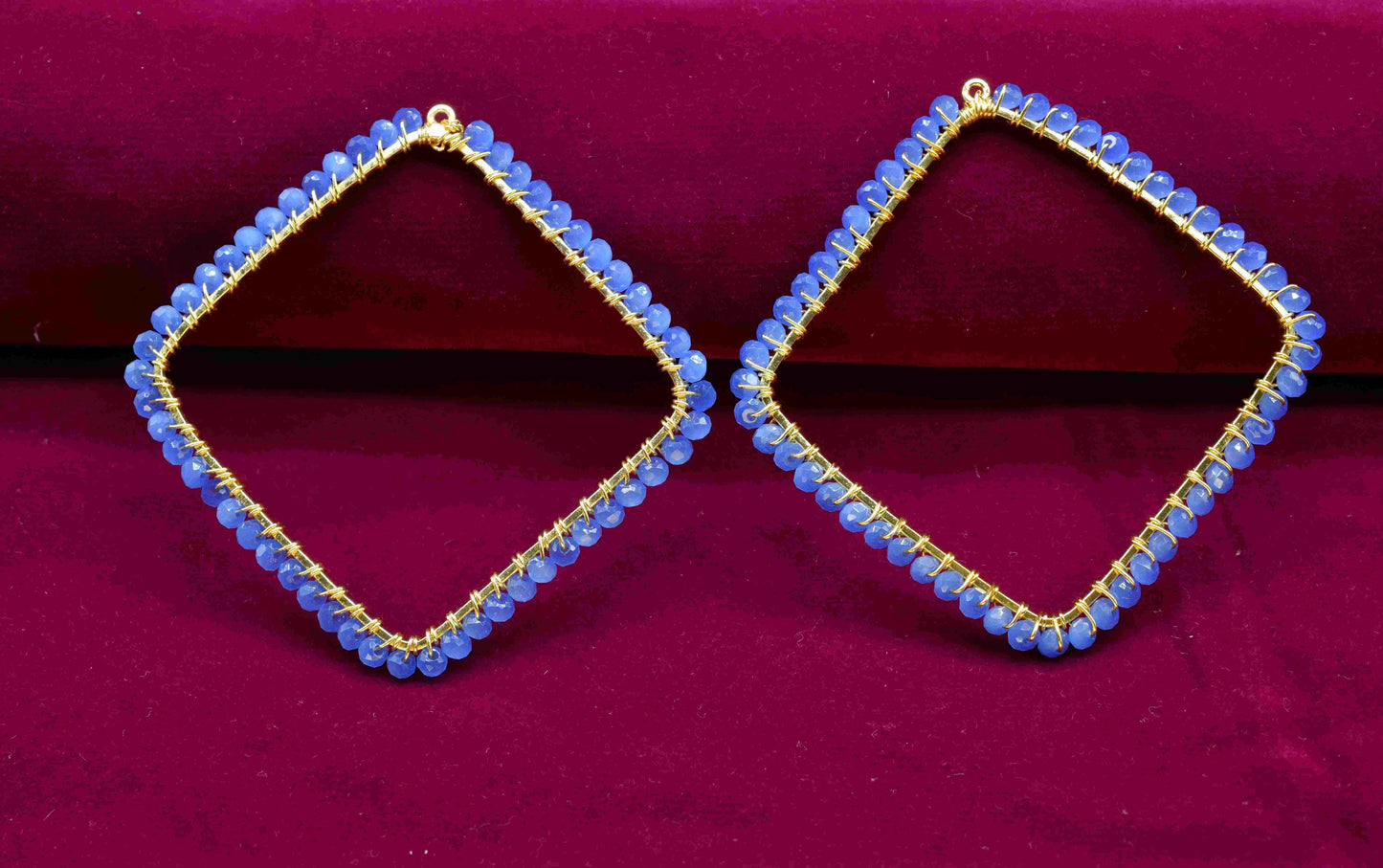 Blue Quartz Dangle Earring Component,Gemstone Wire Wrapped Component,Beaded Earring Connector,Finding Necklace Connector,Blue Quartz Jewelry