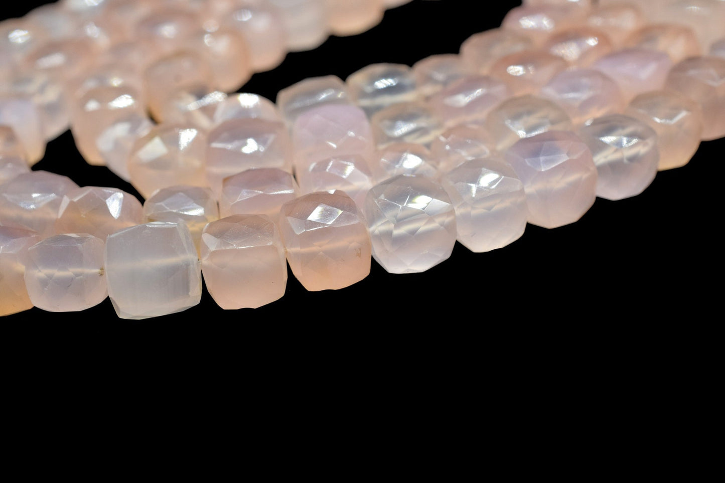 Pink Chalcedony Faceted Cube Beads, Pink Chalcedony Faceted Box,Square Dice Cube beads,8mm Pink Chalcedony Cube,Chalcedony For Jewelry beads