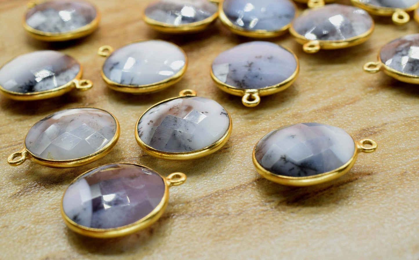 Dendrite Opal 16mm Round Bezel charm,Brass Gold Plated bezel,natural Dendrite Opal Pendants,Labradorite handmade charms,Dendrite Opal coins