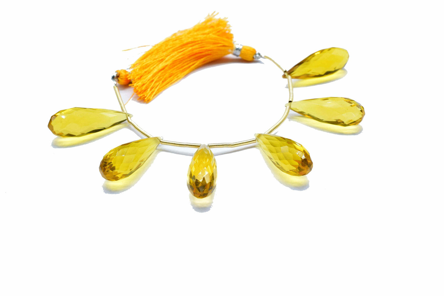 Citrine Teardrop Faceted Briolettes,Citrine Teardrop Jewelry, Gemstone 10x30mm Teardrop Beads, Citrine Quartz Drops, Jewelry Making Supplies