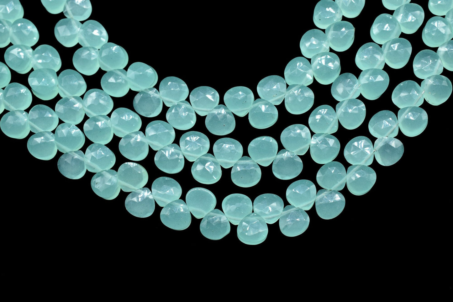 Aqua Chalcedony 6mm Heart Shape Briolettes,Chalcedony Briolette,AAA Quality Briolette,7''pear shape strand,Chalcedony stones Briolettes
