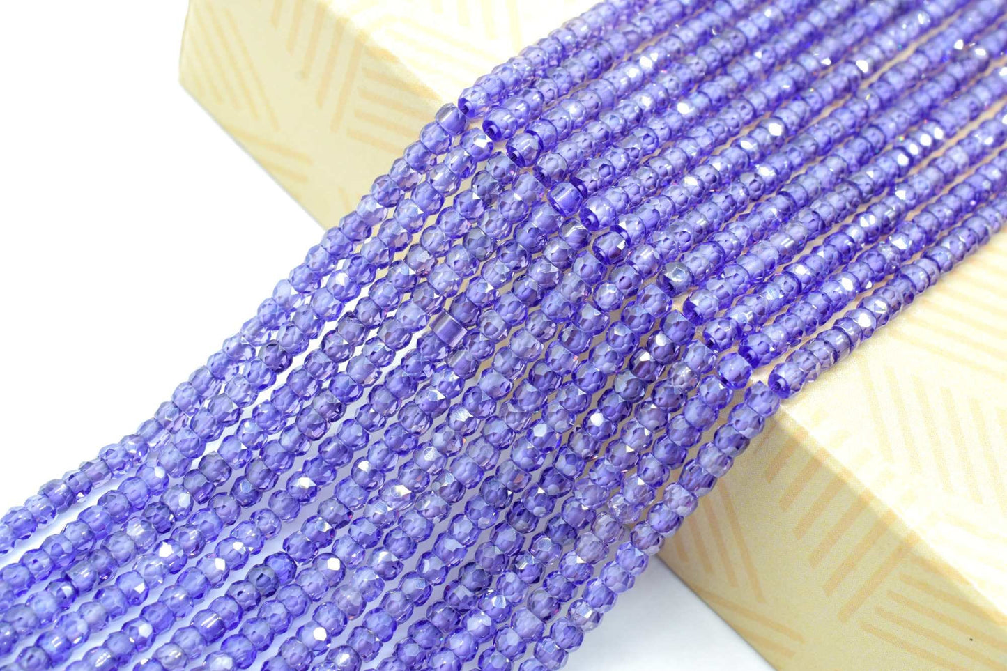 Amethyst 3mm Faceted Rondelle Beads,Cubic Zircon Beads Strand,Amethyst Bead Necklace,Faceted Micro CZ Beads 13 Inches Strand Handmade Craft