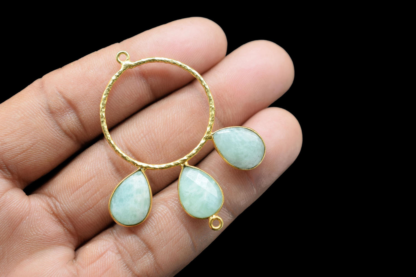 Amazonite Jewelry Pendant/Gold Plated Jewellery/Connector Jewellery/Gemstone Jewellery/Brass Connector Jewellery/Double Bail Pendant/Gift